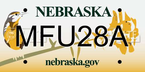 MFU28A Nebraska License Plate