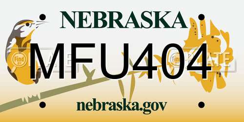 MFU404 Nebraska License Plate