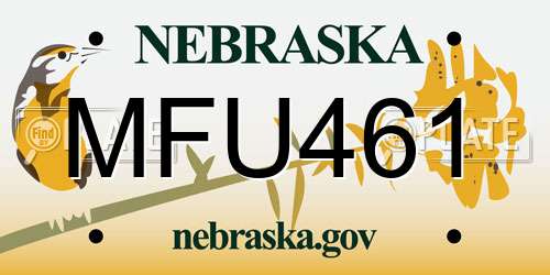 MFU461 Nebraska License Plate