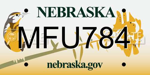 MFU784 Nebraska License Plate