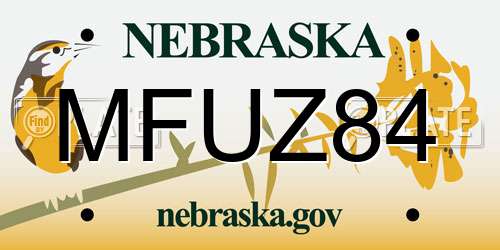 MFUZ84 Nebraska License Plate