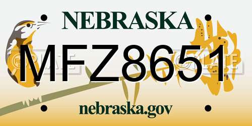 MFZ8651 Nebraska License Plate