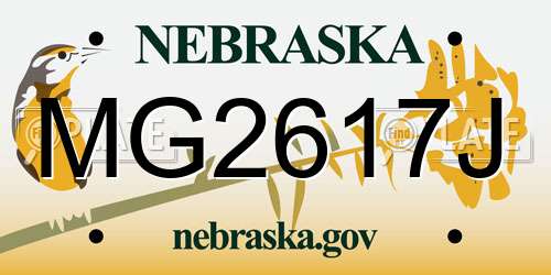 MG2617J Nebraska License Plate