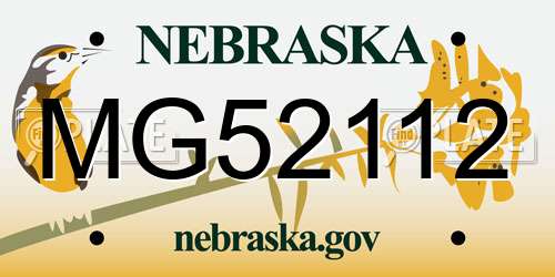 MG52112 Nebraska License Plate