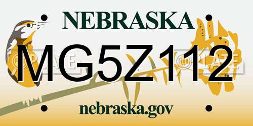 MG5Z112 Nebraska License Plate