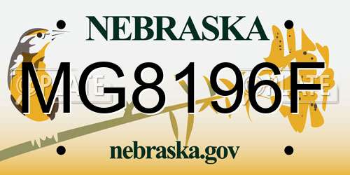 MG8196F Nebraska License Plate