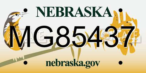MG85437 Nebraska License Plate