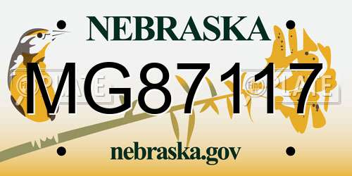 MG87117 Nebraska License Plate