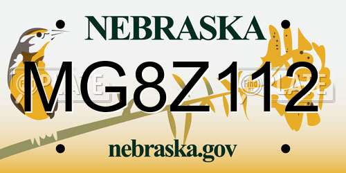 MG8Z112 Nebraska License Plate