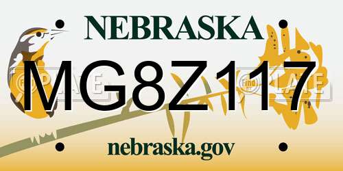 MG8Z117 Nebraska License Plate