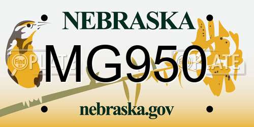 MG950 Nebraska License Plate