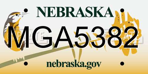 MGA5382 Nebraska License Plate