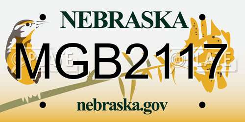 MGB2117 Nebraska License Plate