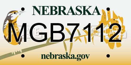 MGB7112 Nebraska License Plate