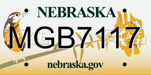 MGB7117 Nebraska License Plate