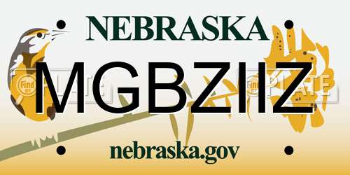 MGBZIIZ Nebraska License Plate
