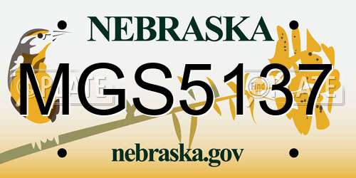 MGS5137 Nebraska License Plate