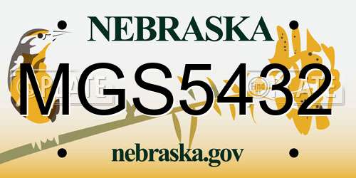 MGS5432 Nebraska License Plate