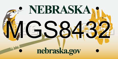 MGS8432 Nebraska License Plate