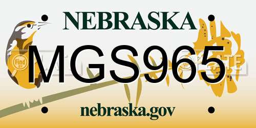 MGS965 Nebraska License Plate