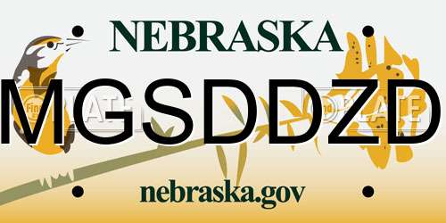MGSDDZD Nebraska License Plate