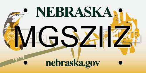 MGSZIIZ Nebraska License Plate