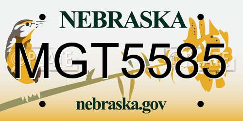 MGT5585 Nebraska License Plate