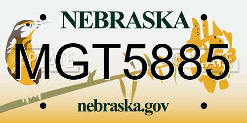 MGT5885 Nebraska License Plate