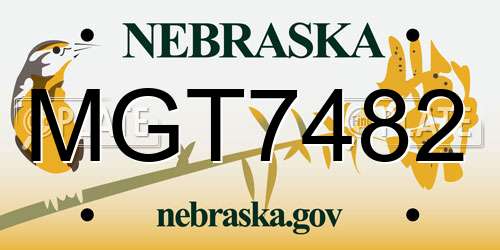 MGT7482 Nebraska License Plate
