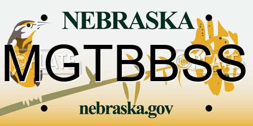 MGTBBSS Nebraska License Plate