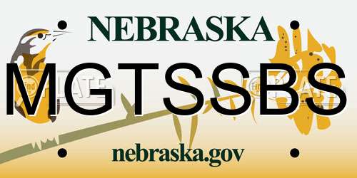 MGTSSBS Nebraska License Plate