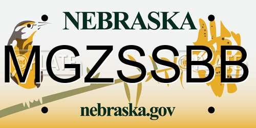 MGZSSBB Nebraska License Plate