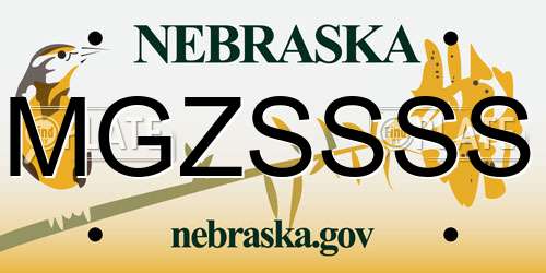 MGZSSSS Nebraska License Plate