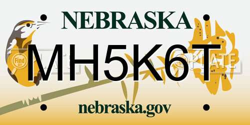 MH5K6T Nebraska License Plate
