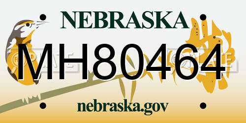 MH80464 Nebraska License Plate