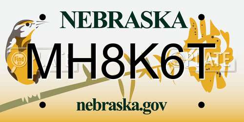 MH8K6T Nebraska License Plate