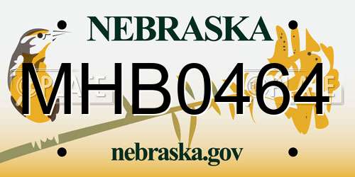 MHB0464 Nebraska License Plate