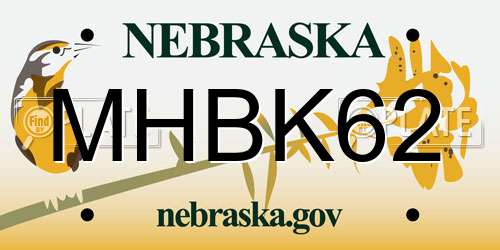MHBK62 Nebraska License Plate