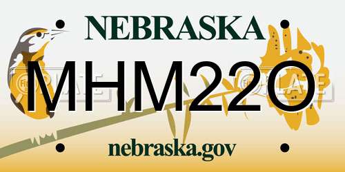 MHM22O Nebraska License Plate