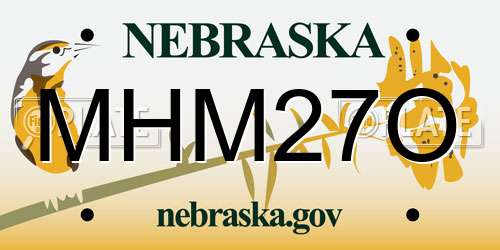 MHM27O Nebraska License Plate