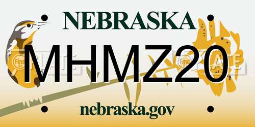 MHMZ20 Nebraska License Plate