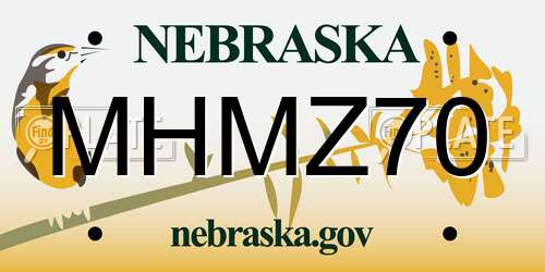 MHMZ70 Nebraska License Plate