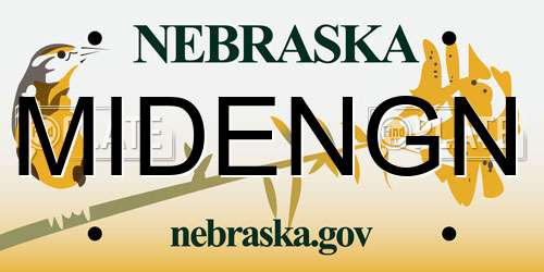 MIDENGN Nebraska License Plate