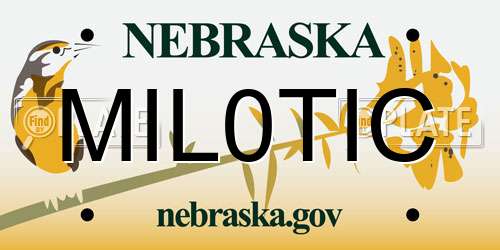 MIL0TIC Nebraska License Plate