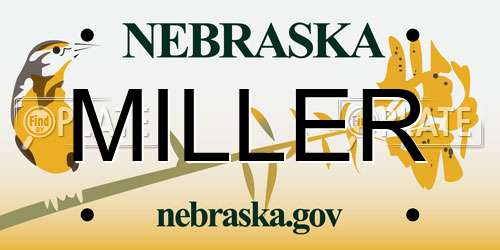 MILLER Nebraska License Plate