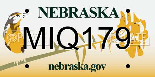 MIQ179 Nebraska License Plate