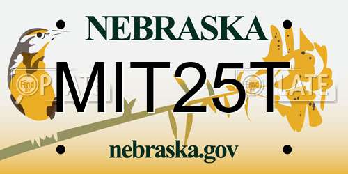 MIT25T Nebraska License Plate