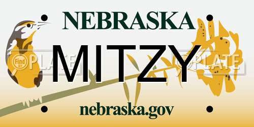 MITZY Nebraska License Plate