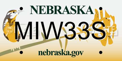 MIW33S Nebraska License Plate
