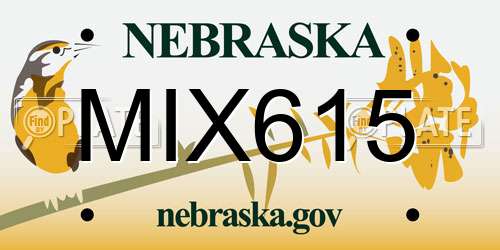 MIX615 Nebraska License Plate